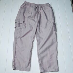 Nike Pants Womens Woven XL Purple Mauve High Waisted Woven Cargo Essential Woven